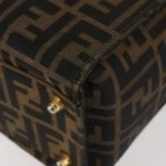 FENDI Zucca Canvas Hand Bag Black Brown Auth 142733 - Picture 5 of 16